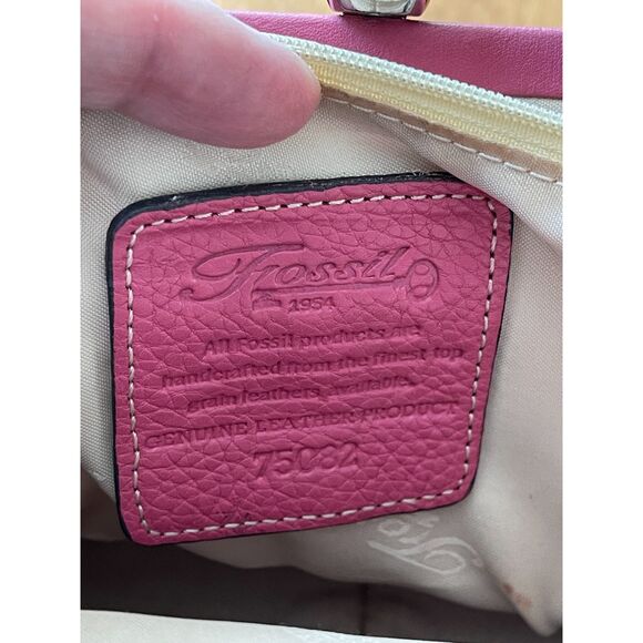 Fossil Genuine Leather Hot Pink Kiss Lock Buckle Pocket Shoulder Bag VINTAGE - Picture 5 of 11
